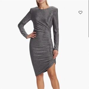 NEW Veronica Beard Cyrus Ruched Shimmer Silver Mini Dress Sz XS - MSRP $248